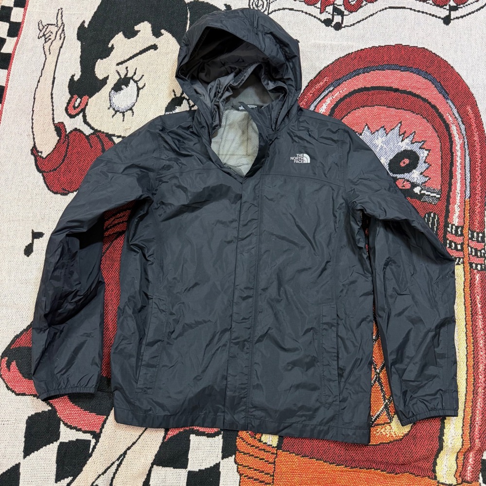 The North Face Boys XL 18/20 Resolve Reflective Rain Jacket Black Hooded Shell